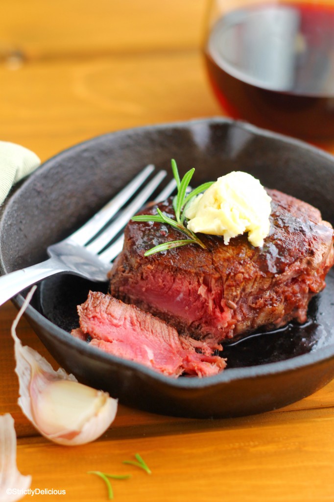 better-than-grilled filet with rosemary red wine jus & bleu